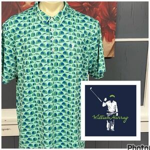 William Murray Golf Shirt Mens XXL Moisture Wicking Performance Green/Blue